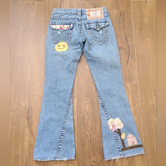 True religion mushroom patch multi patchwork y2k flared jeans - Picture 3 of 8